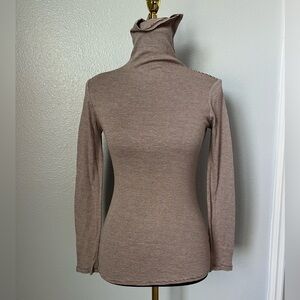 GAP Brown Striped Turtleneck Tee